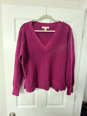 Michael Kors Women's V-Neck Sweater in Fuchsia
